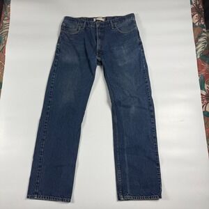 Levi's 505 Jeans Mens 38x34 Blue Denim Red Tab Flat Front Slim Fit Straight Leg